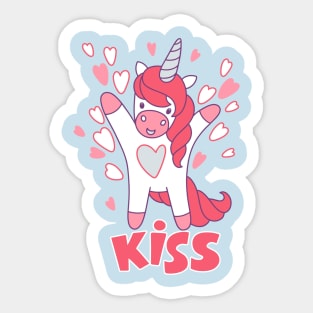 Kiss Unicorn Sticker